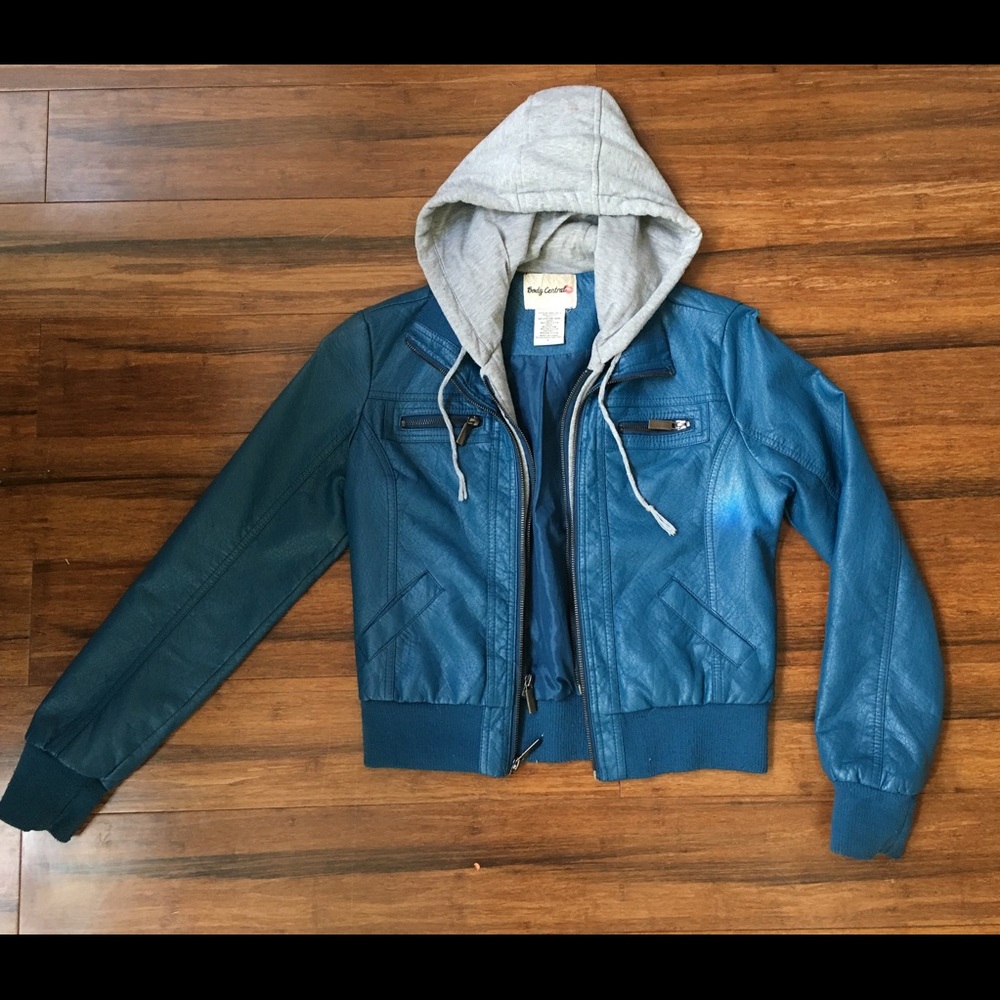 Blue faux leather jacket